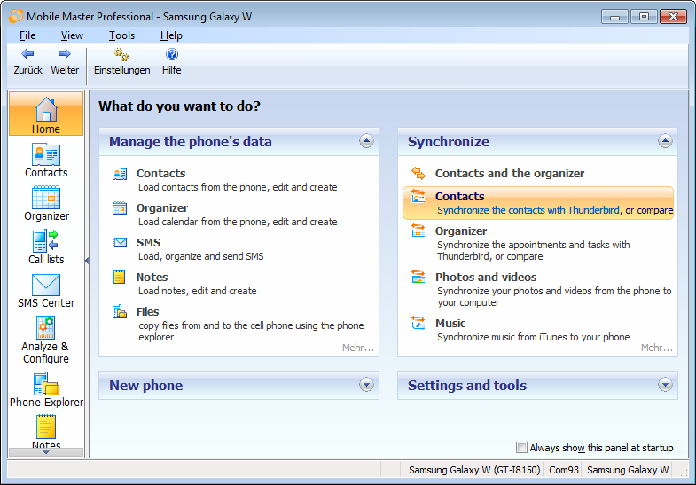 The mobile phone and synchronization tool